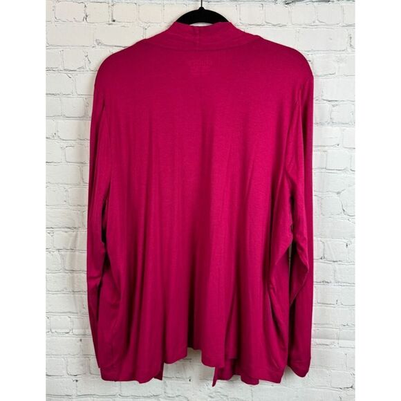CHICO'S pink magenta knit open front waterfall cardigan sweater size 4 XXL NWOT - Picture 9 of 9